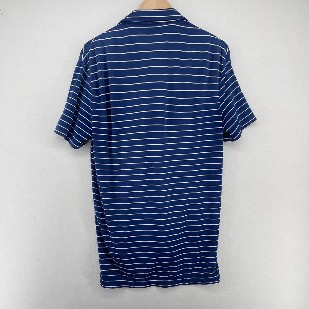 POLO RALPH LAUREN Shirt Mens L Striped Polo Golf Performance Short Sleeve Blue